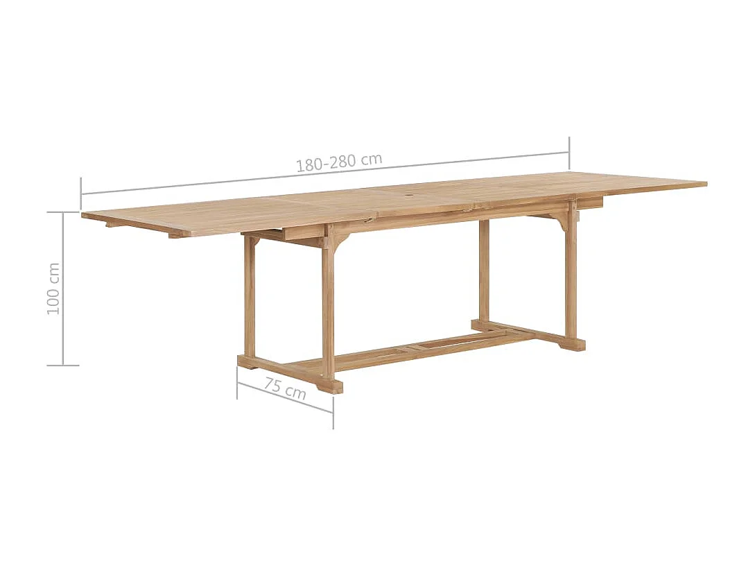 Set da Pranzo per Esterni 9 pz 180-280x100x75 cm Teak Massello