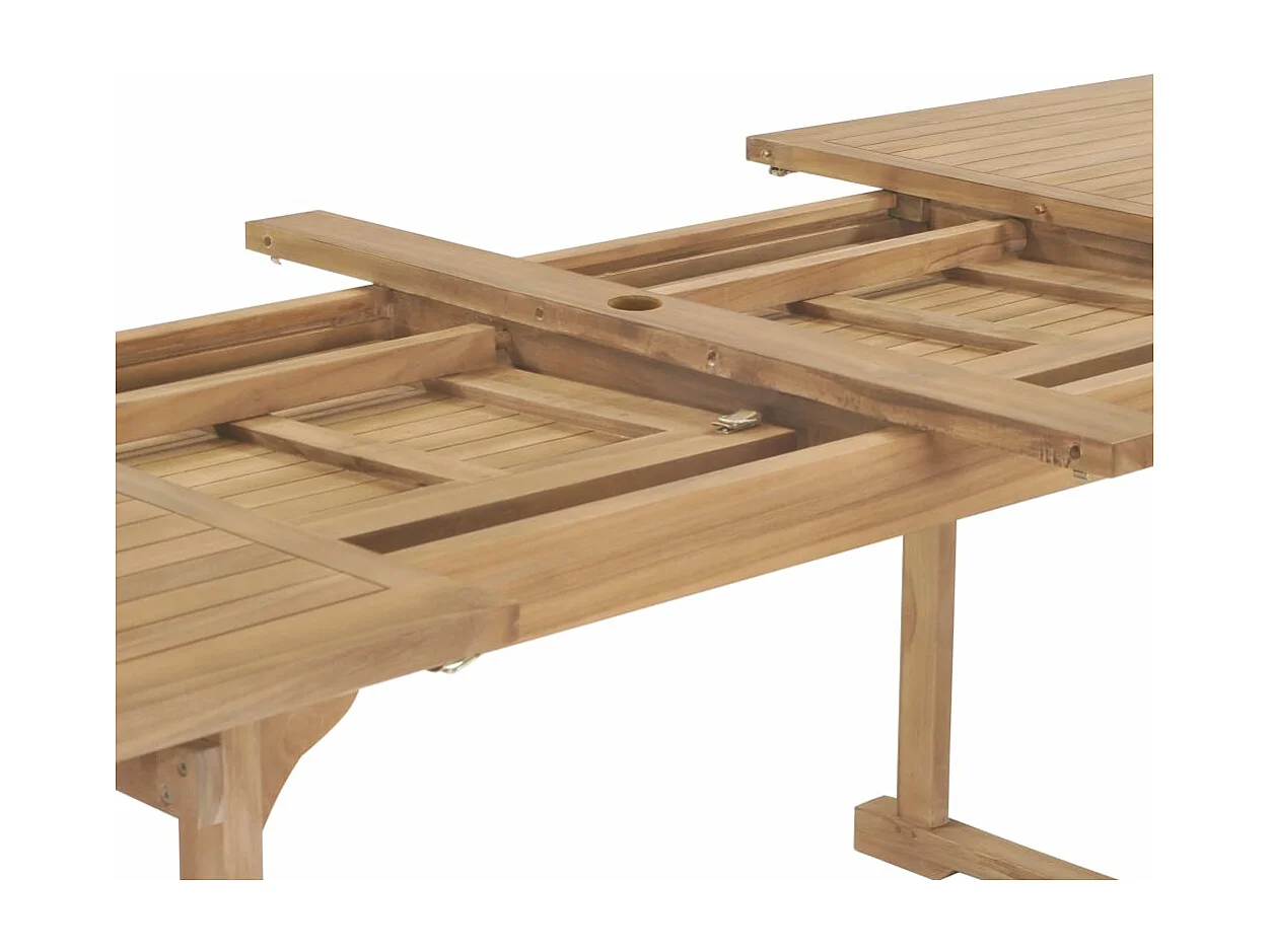 Set da Pranzo per Esterni 9 pz 180-280x100x75 cm Teak Massello