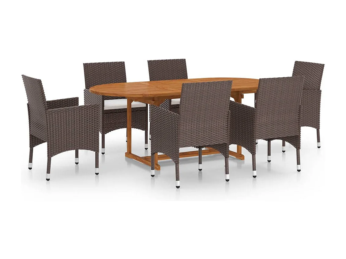 7-delige Tuinset poly rattan bruin