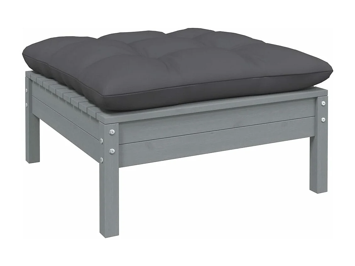 13-tlg. Garten-Lounge-Set mit Kissen Grau Kiefernholz