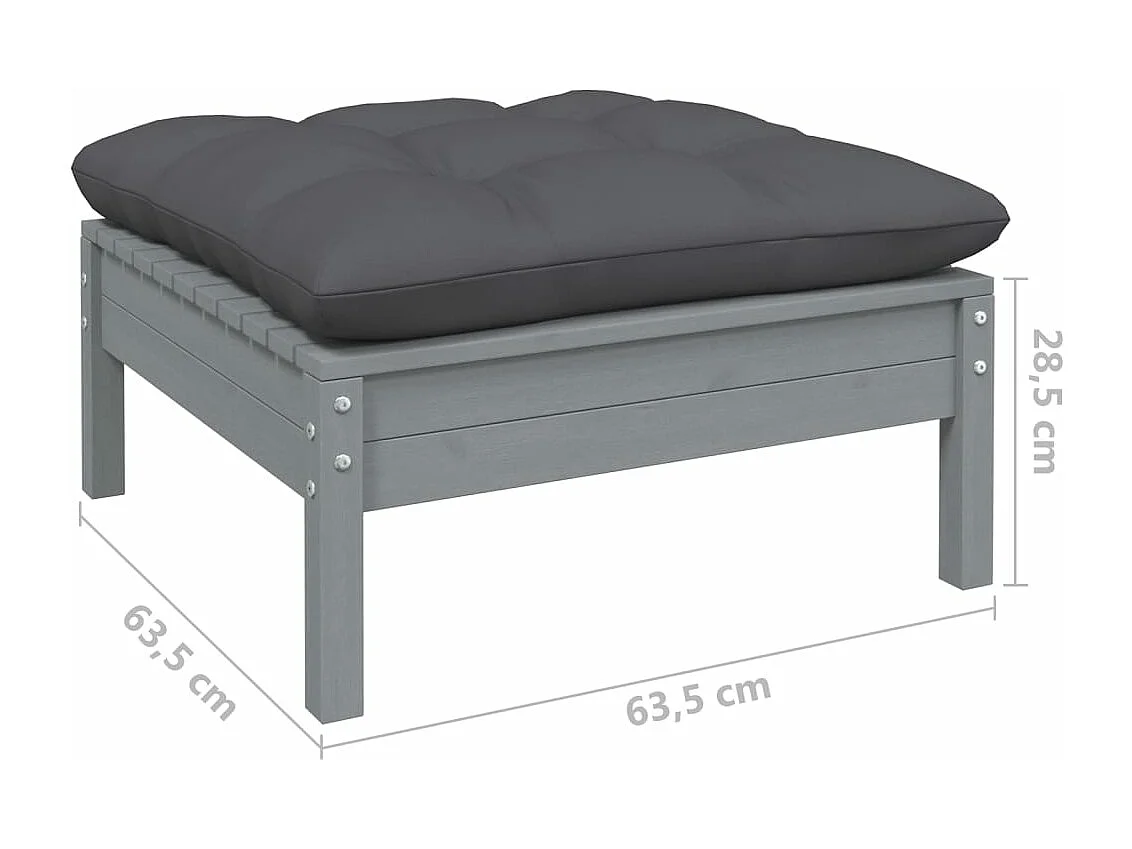 13-tlg. Garten-Lounge-Set mit Kissen Grau Kiefernholz