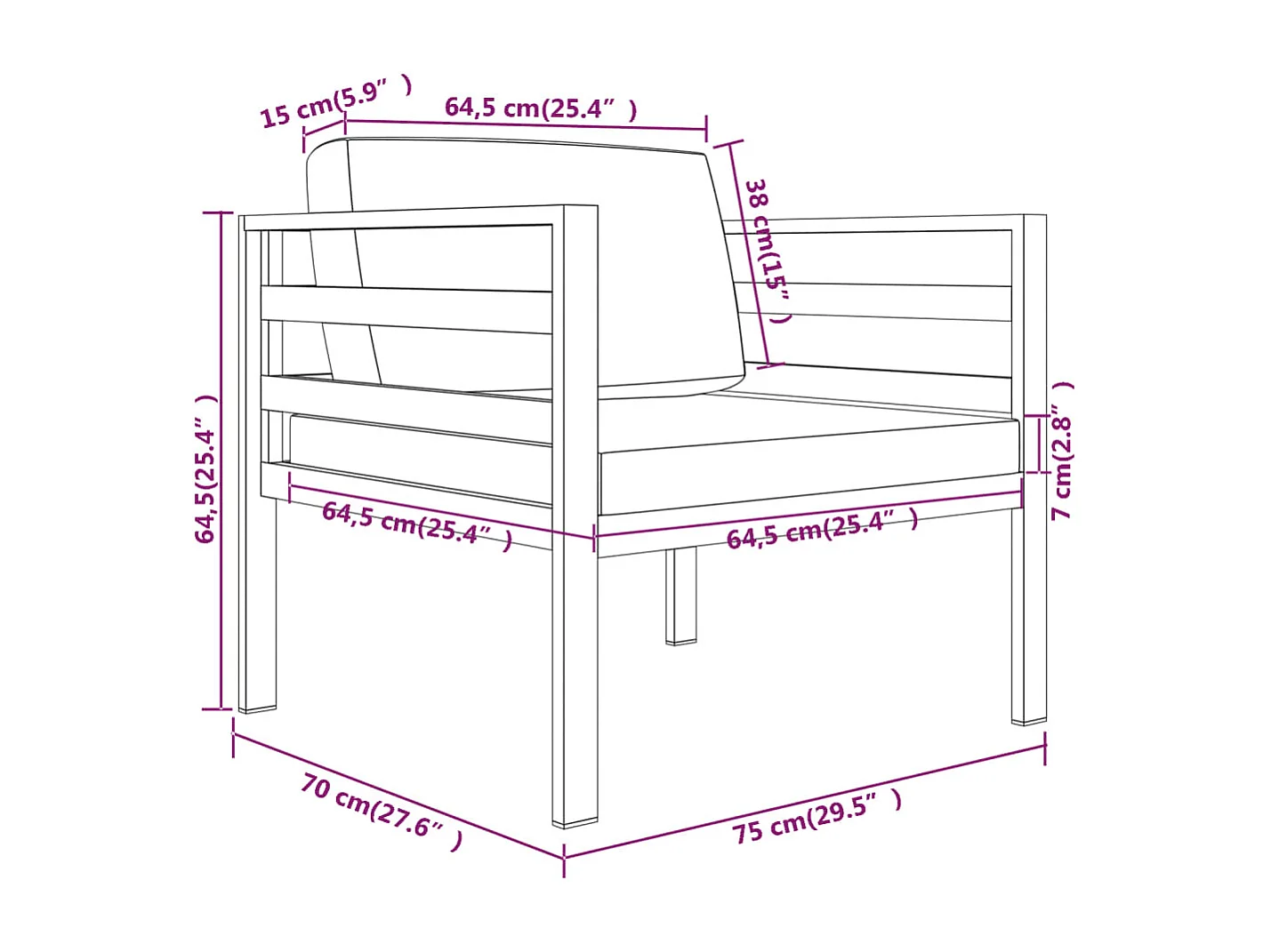 Set Divani da Giardino 3 pz con Cuscini in Alluminio Antracite