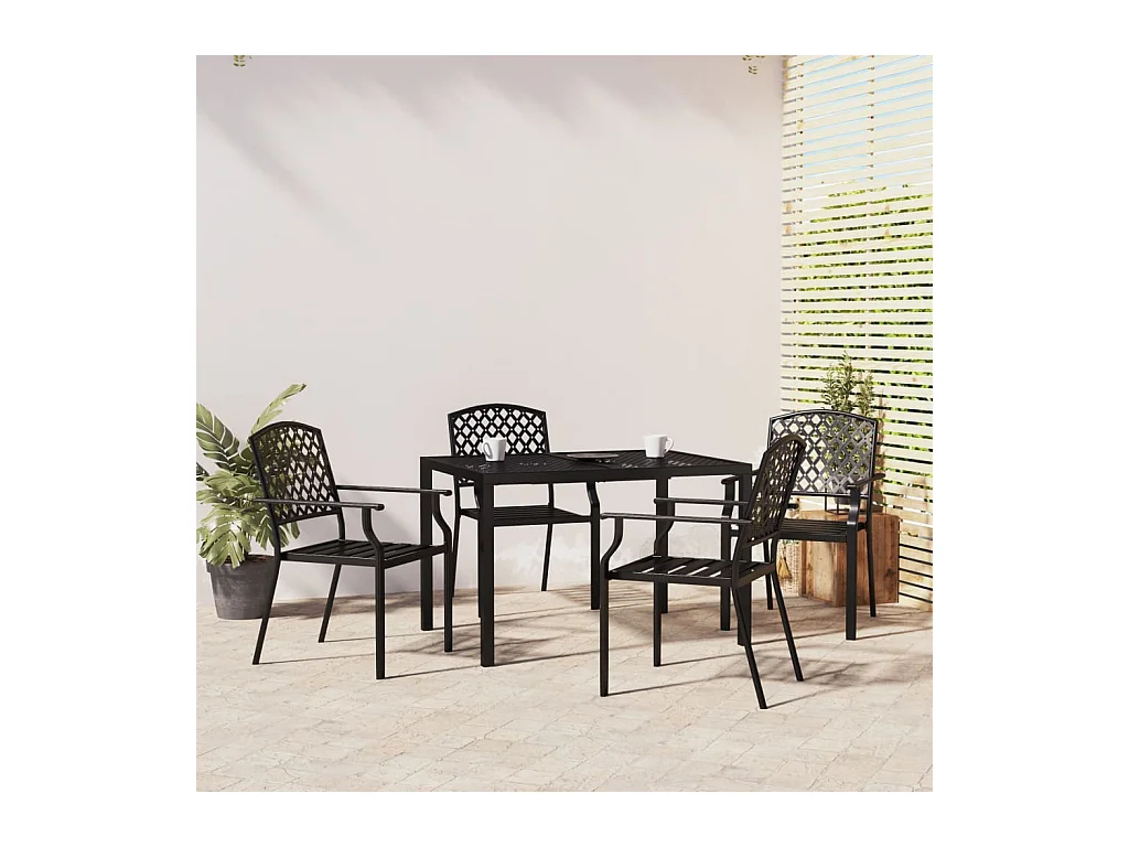 Set da Pranzo da Giardino 5 pz in Acciaio Antracite