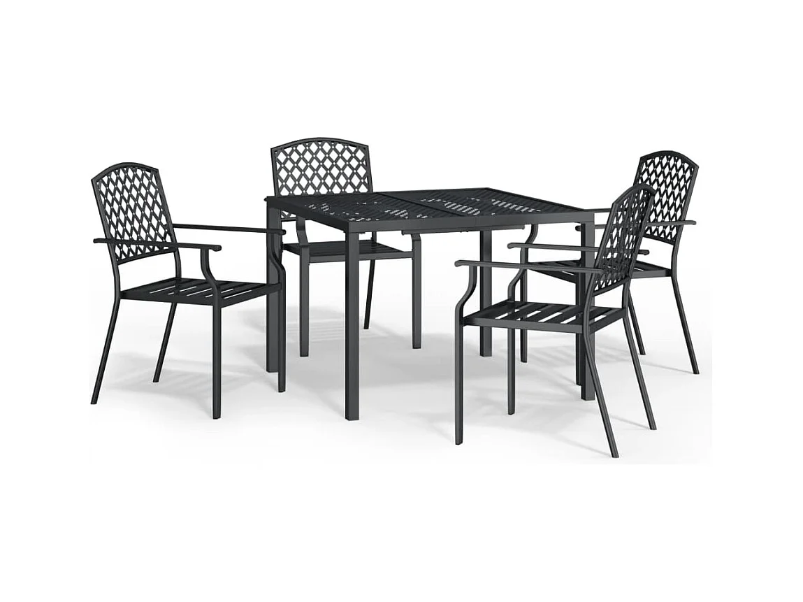 Set da Pranzo da Giardino 5 pz in Acciaio Antracite