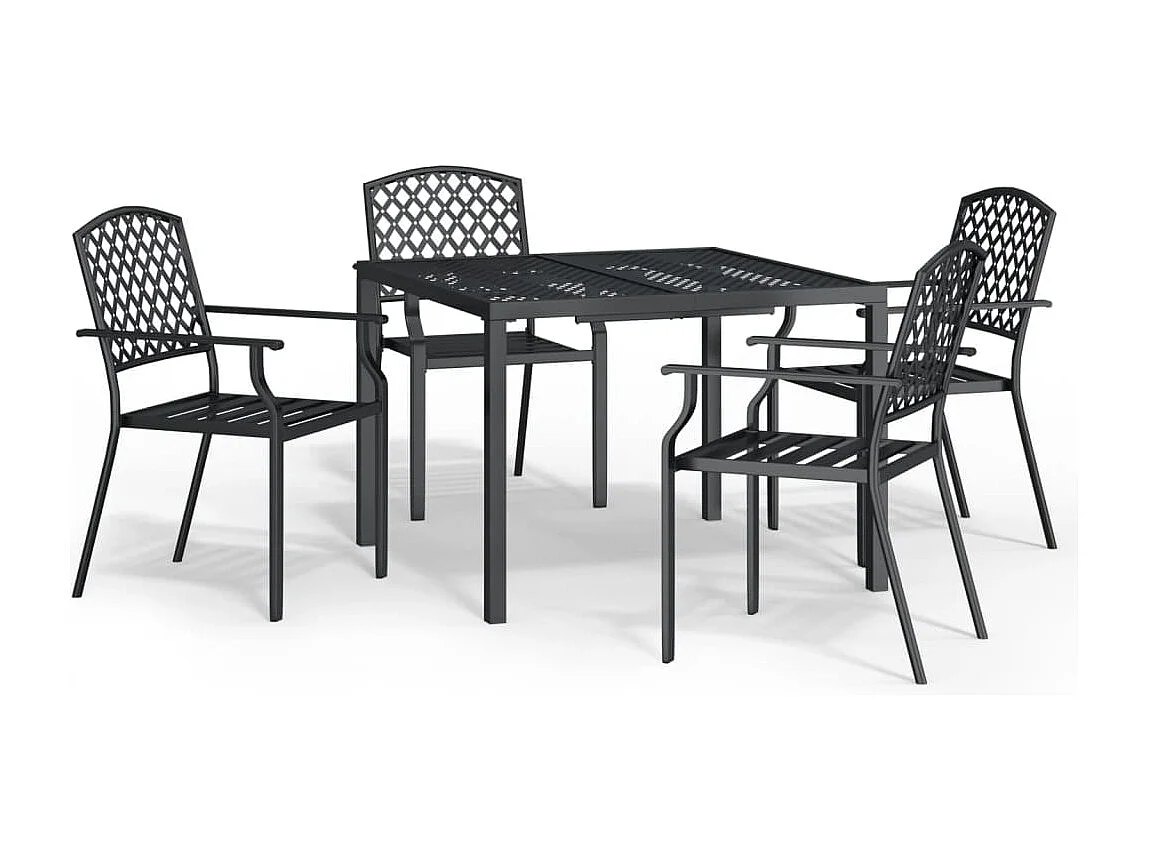 Ensemble à manger de jardin 5 pcs anthracite acier