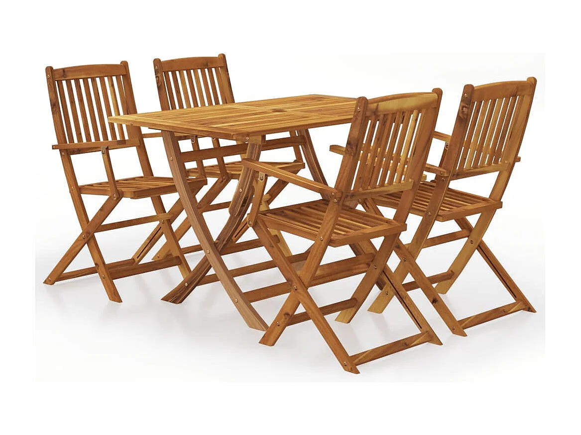 Ensemble à manger de jardin pliable 5 pcs Bois d'acacia solide