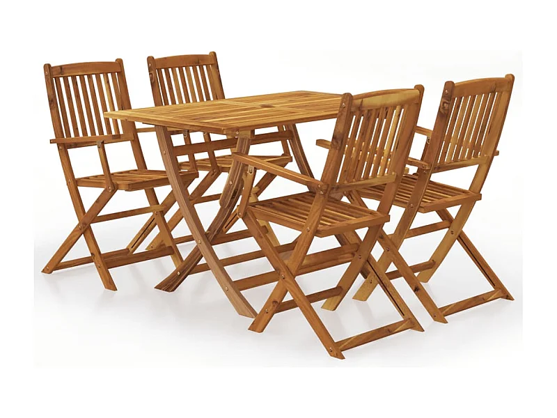 Ensemble à manger de jardin pliable 5 pcs Bois d'acacia solide