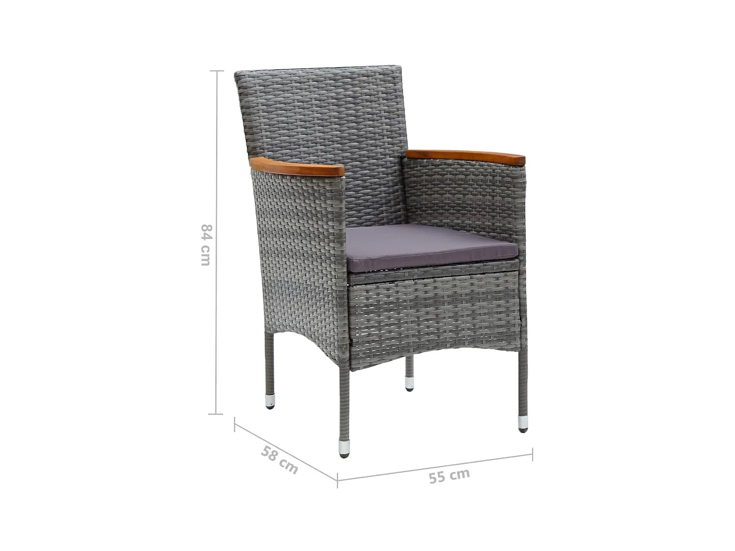 7-delige Tuinset poly rattan grijs