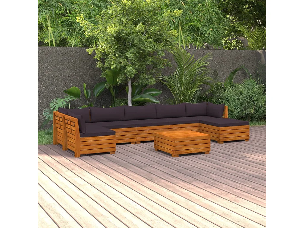 Set Divani da Giardino 8 pz con Cuscini in Massello di Acacia