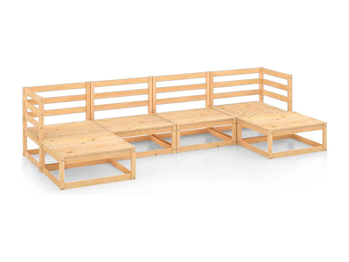6-tlg. Garten-Lounge-Set Massivholz Kiefer