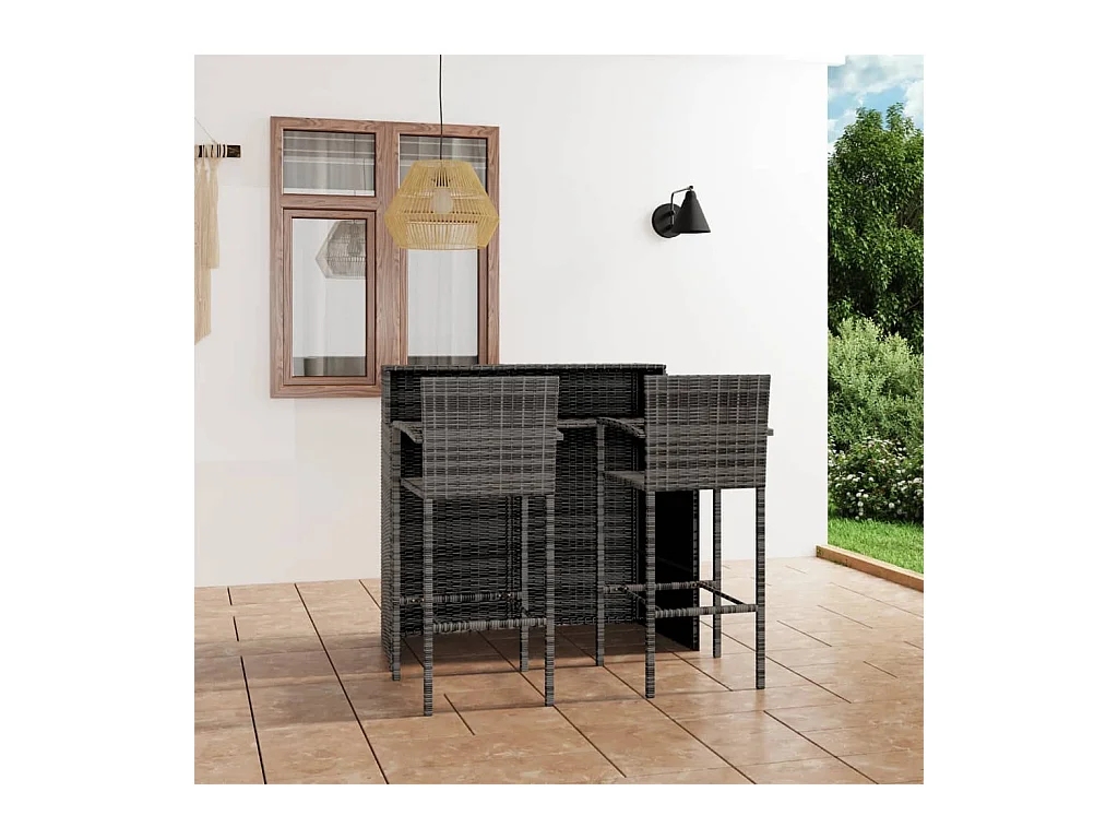Ensemble de bar de jardin 3 pcs Gris