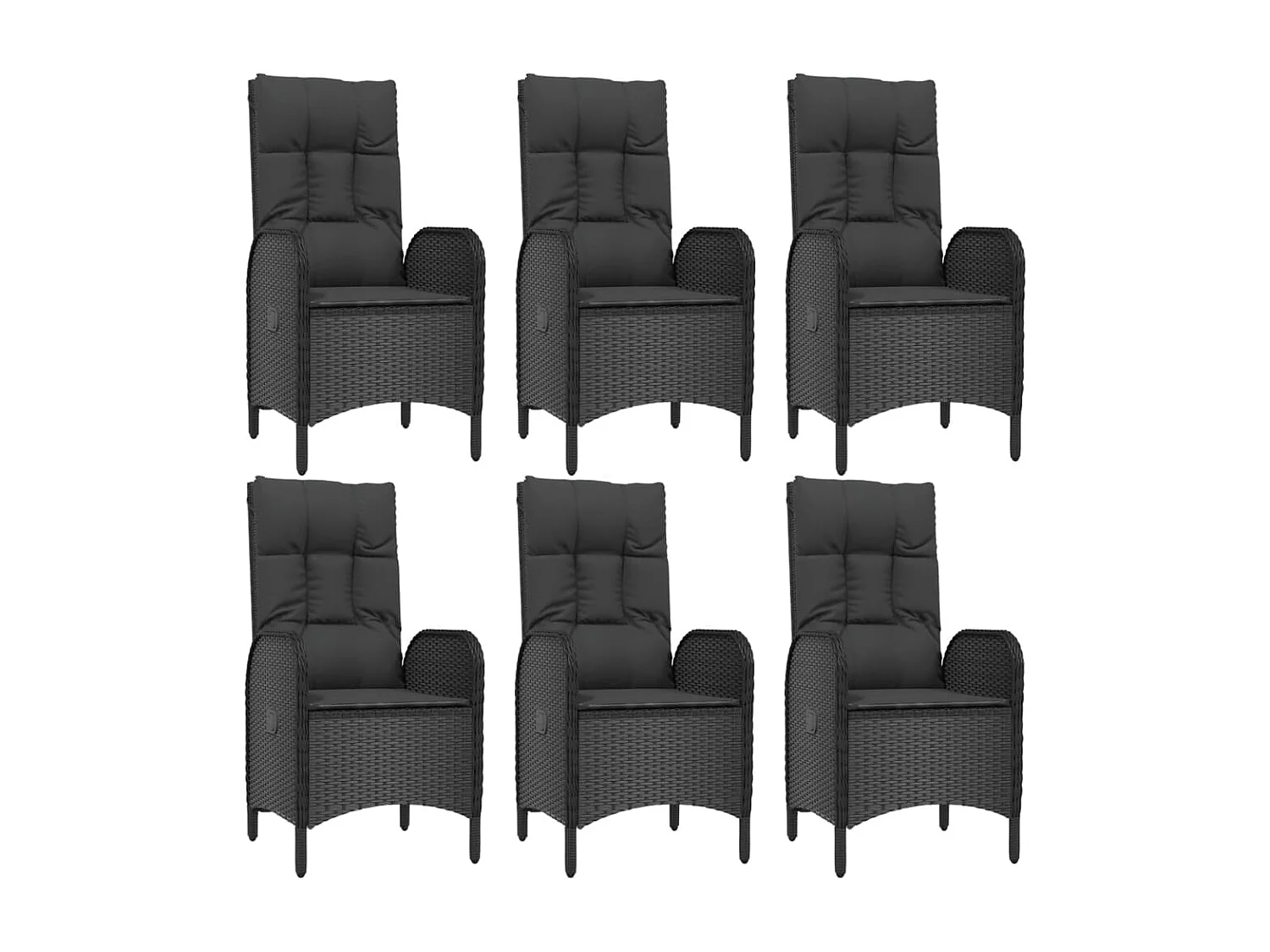 Ensemble à manger de jardin coussins 7pcs Noir Résine tressée
