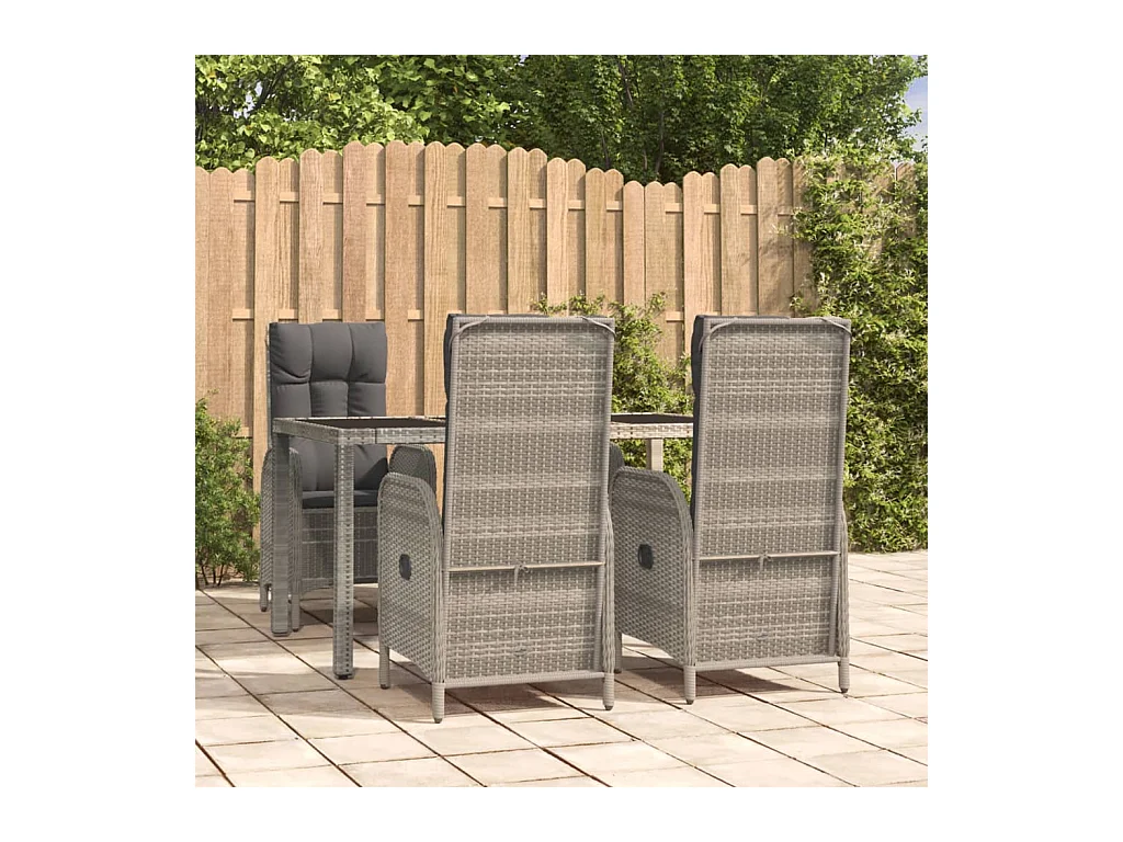 Ensemble à manger de jardin 5 pcs coussins gris résine tressée