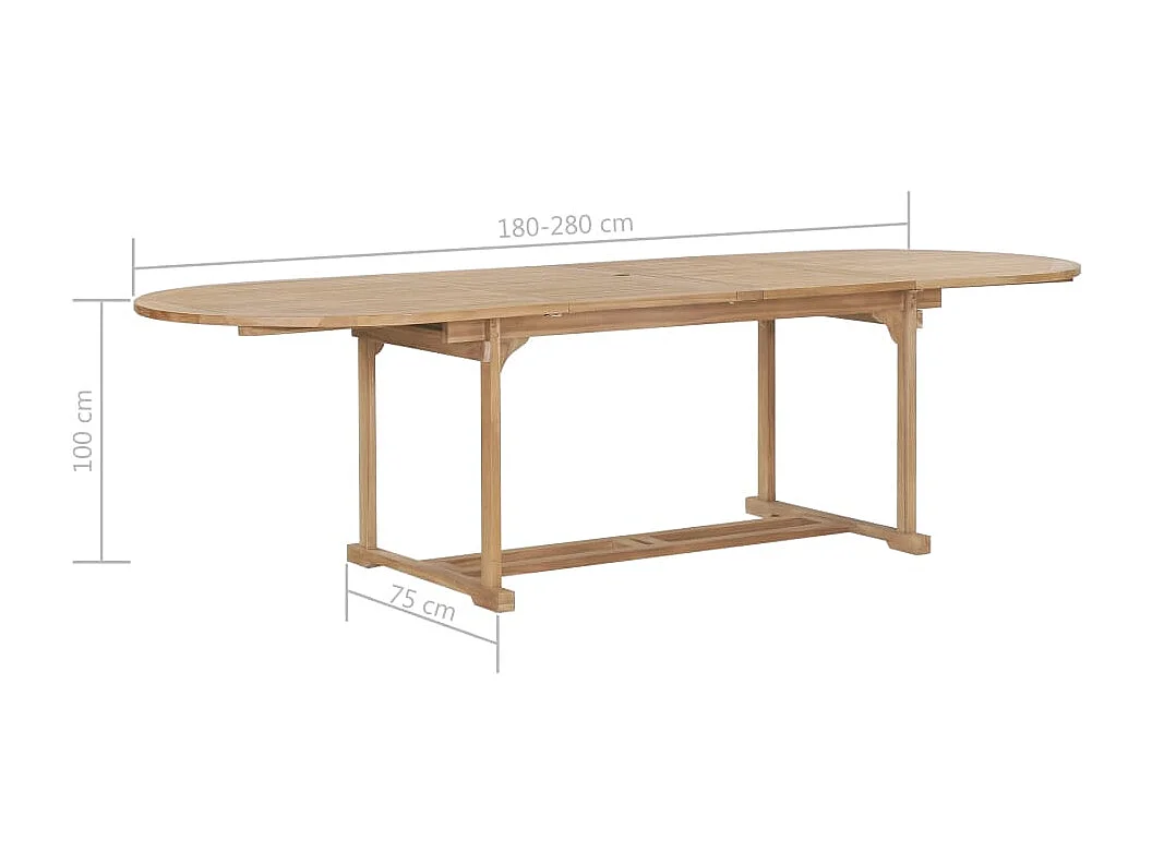 Set da Pranzo per Esterni 9 pz 180-280x100x75 cm Teak Massello