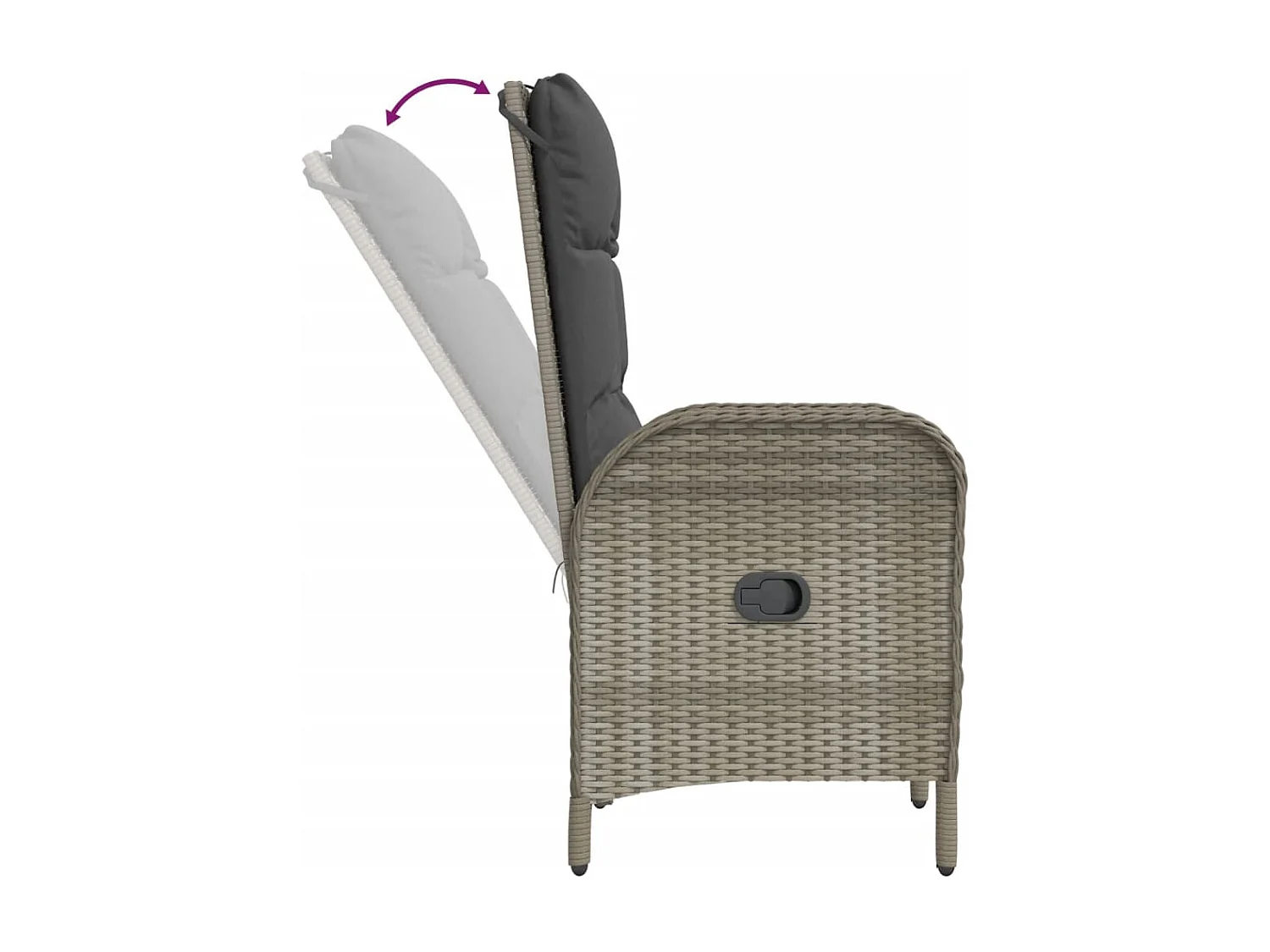 Set da Pranzo da Giardino 5 pz con Cuscini in Polyrattan Grigio