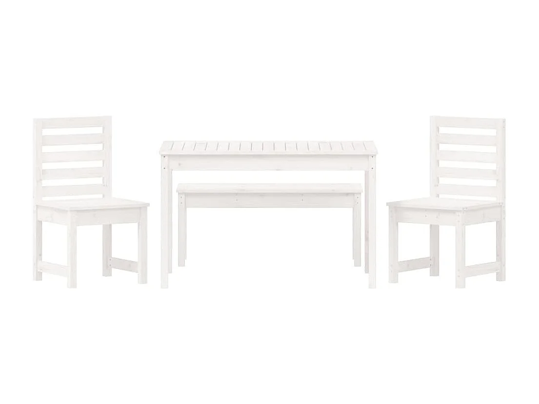 Ensemble à manger de jardin 4 pcs blanc bois massif de pin