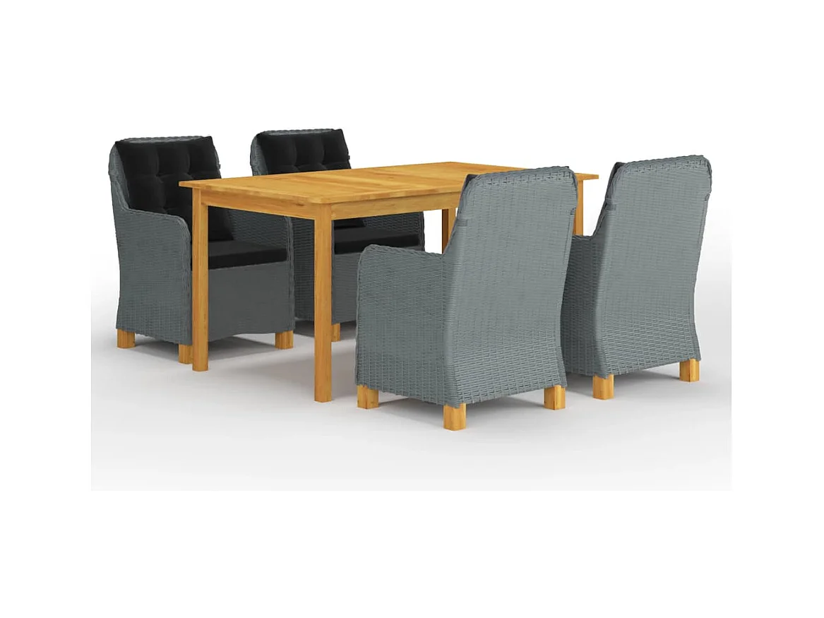 Ensemble à manger de jardin 5 pcs Gris clair
