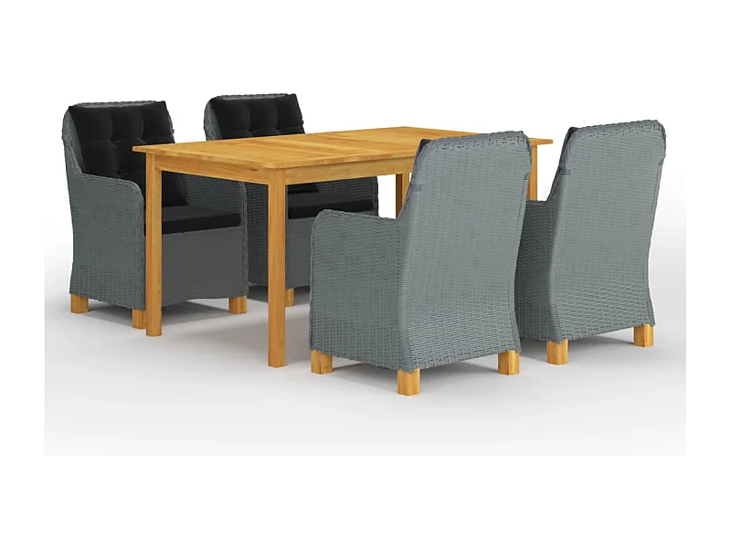 Ensemble à manger de jardin 5 pcs Gris clair