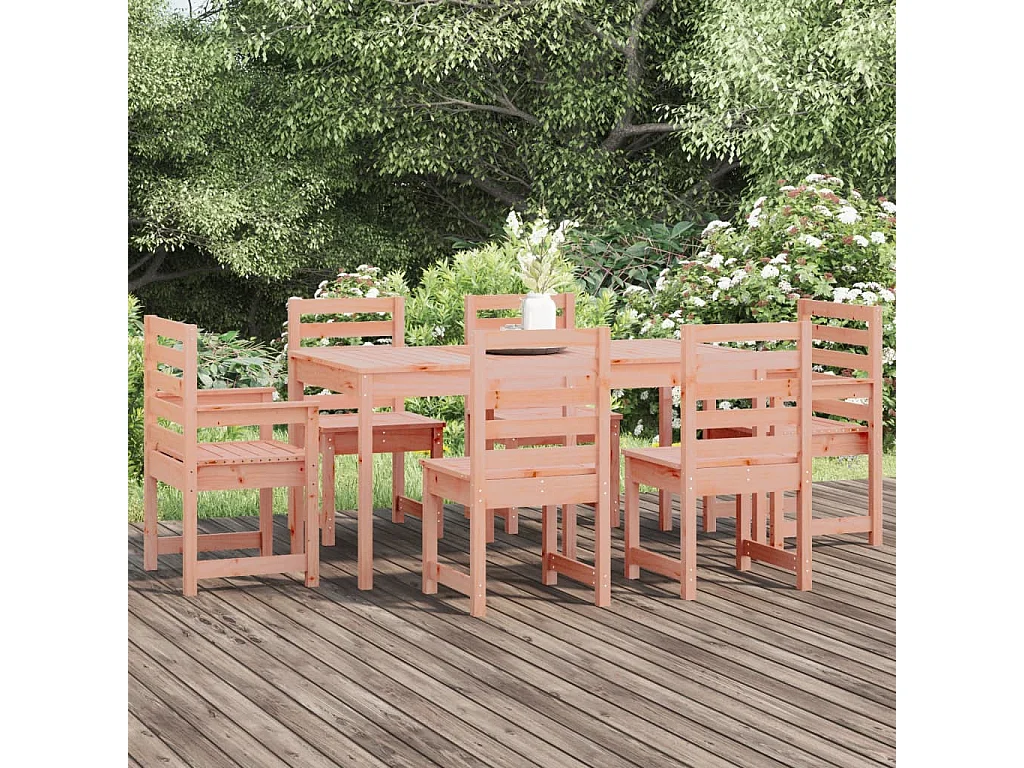 7 pcs conj. jantar p/ jardim madeira de douglas maciça