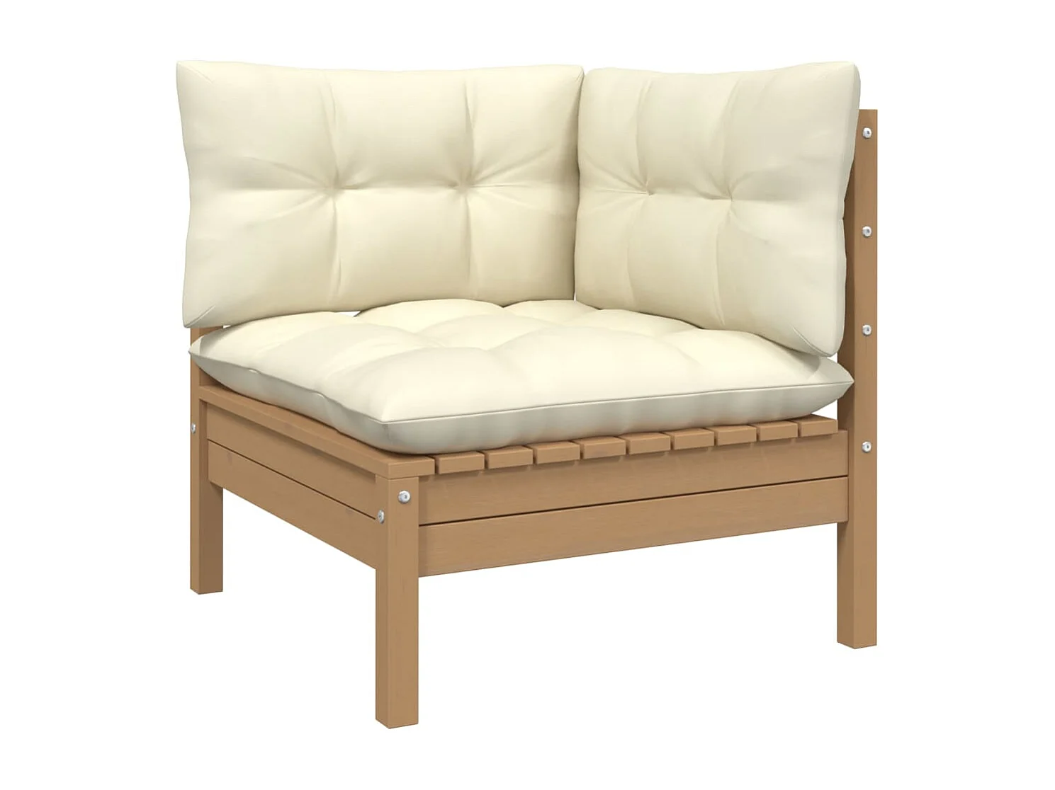 Salon de jardin 10 pcs avec coussins marron miel bois de pin