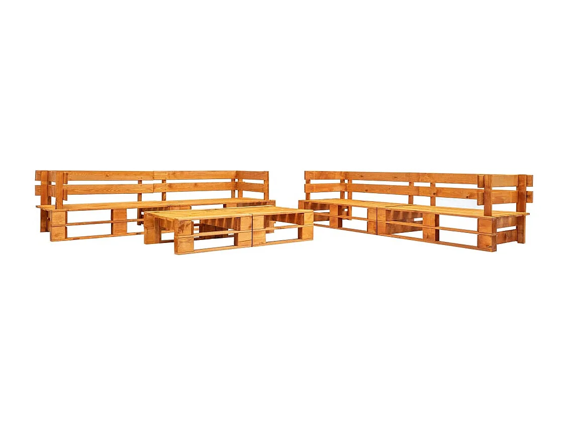 Set Divani da Giardino Pallet 6 pz con Cuscini Rossi in Legno
