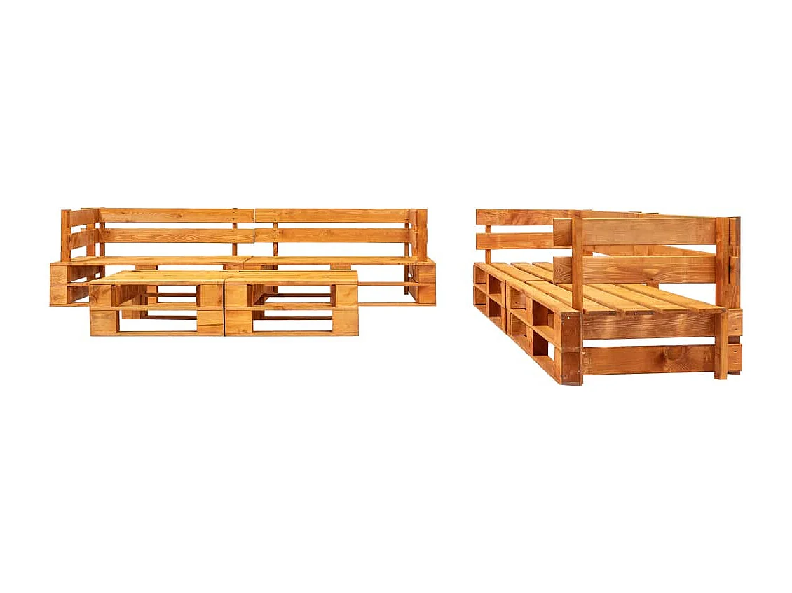 Set Divani da Giardino Pallet 6 pz con Cuscini Rossi in Legno