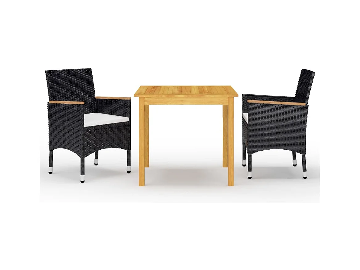 Ensemble de salle à manger de jardin 3 pcs Noir