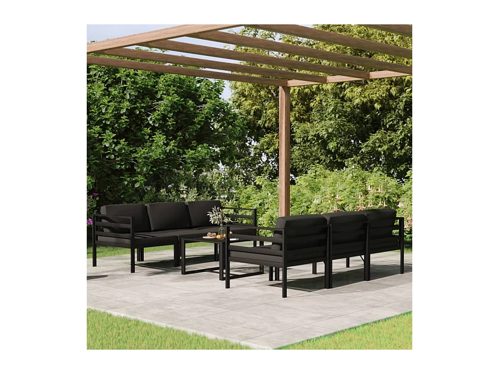 Salon de jardin 7 pcs avec coussins Aluminium Anthracite