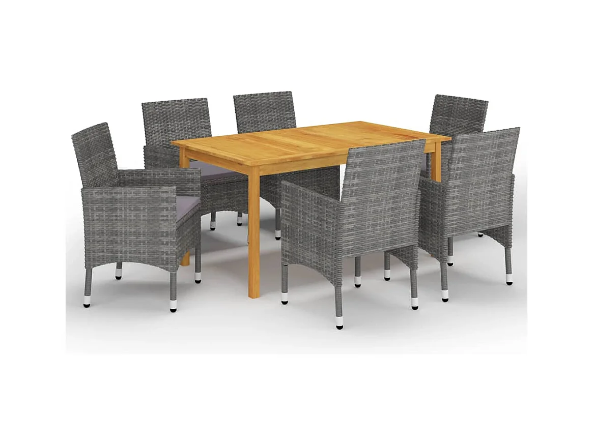 Ensemble à manger de jardin 7 pcs Gris