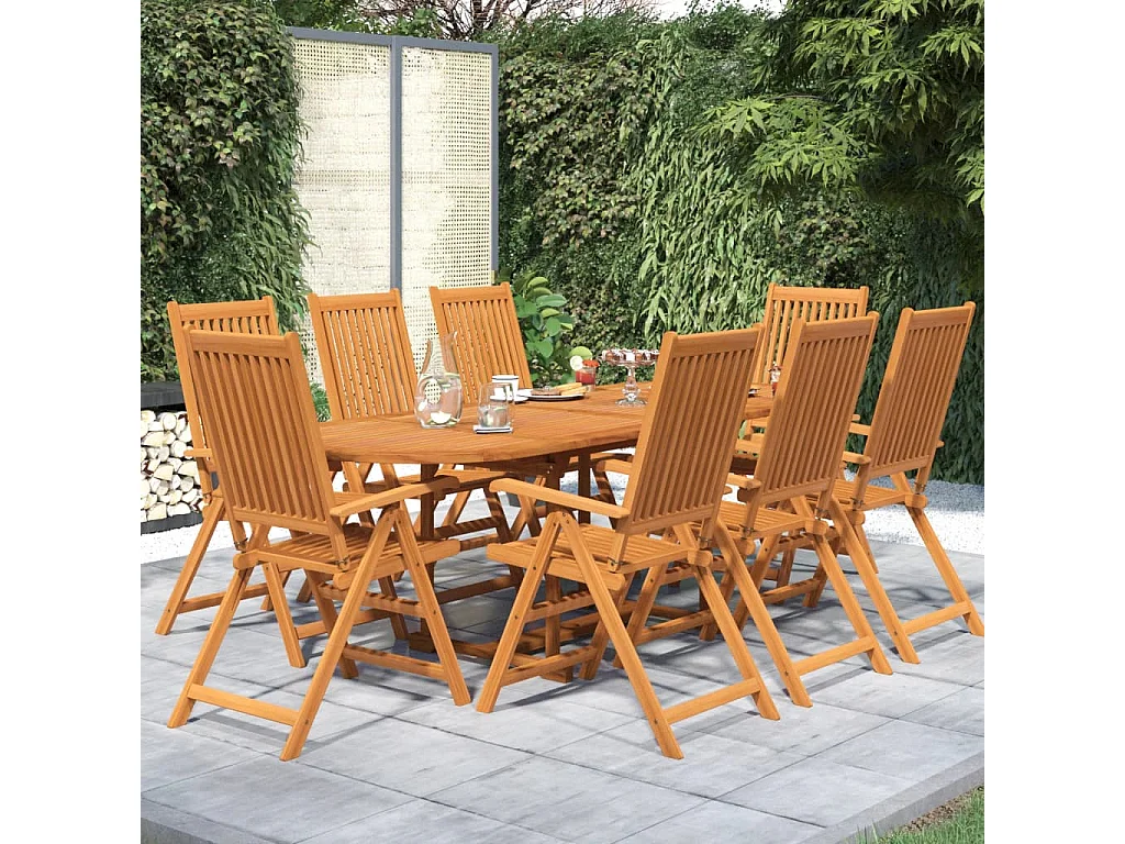 Ensemble à manger de jardin 9 pcs Bois d'acacia massif