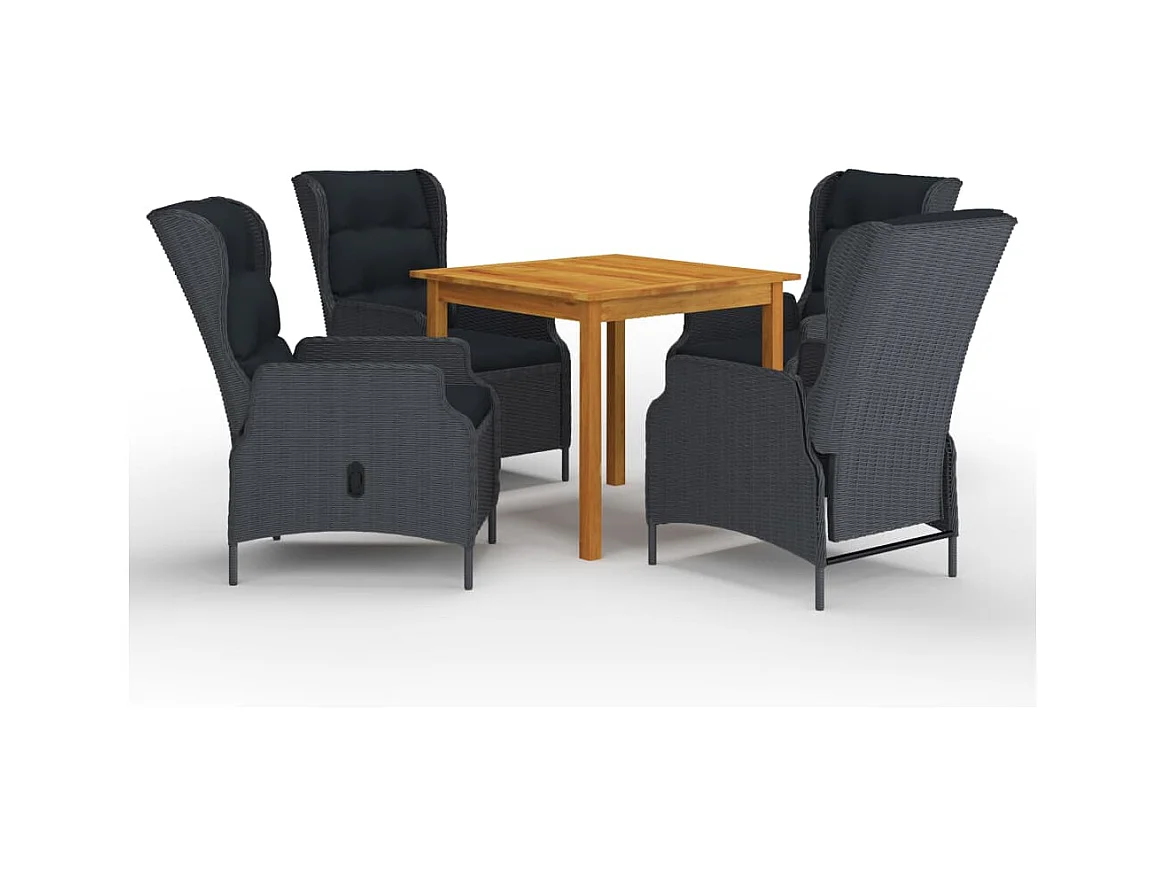Ensemble à manger de jardin 5 pcs Gris foncé