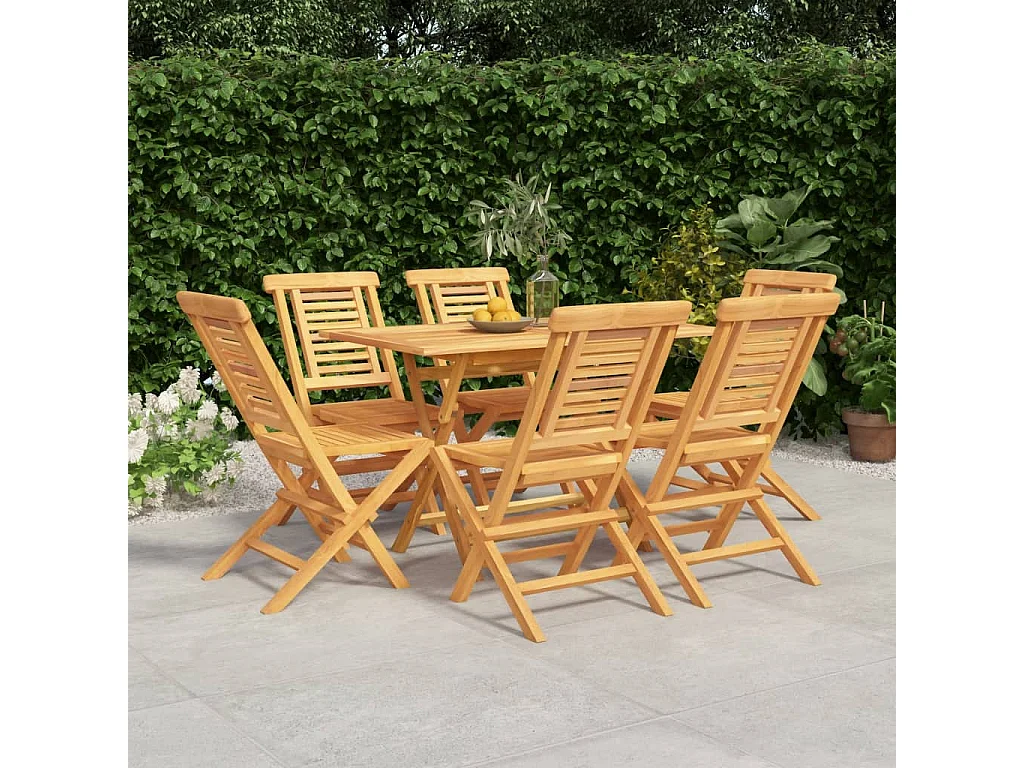 7-tlg. Garten-Essgruppe Massivholz Teak