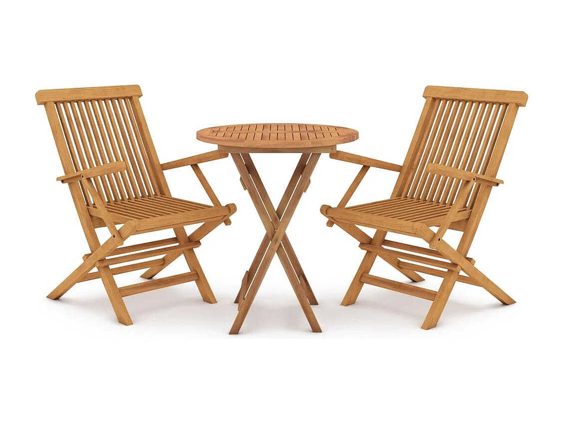 3 pcs conjunto de jantar para jardim madeira de teca maciça