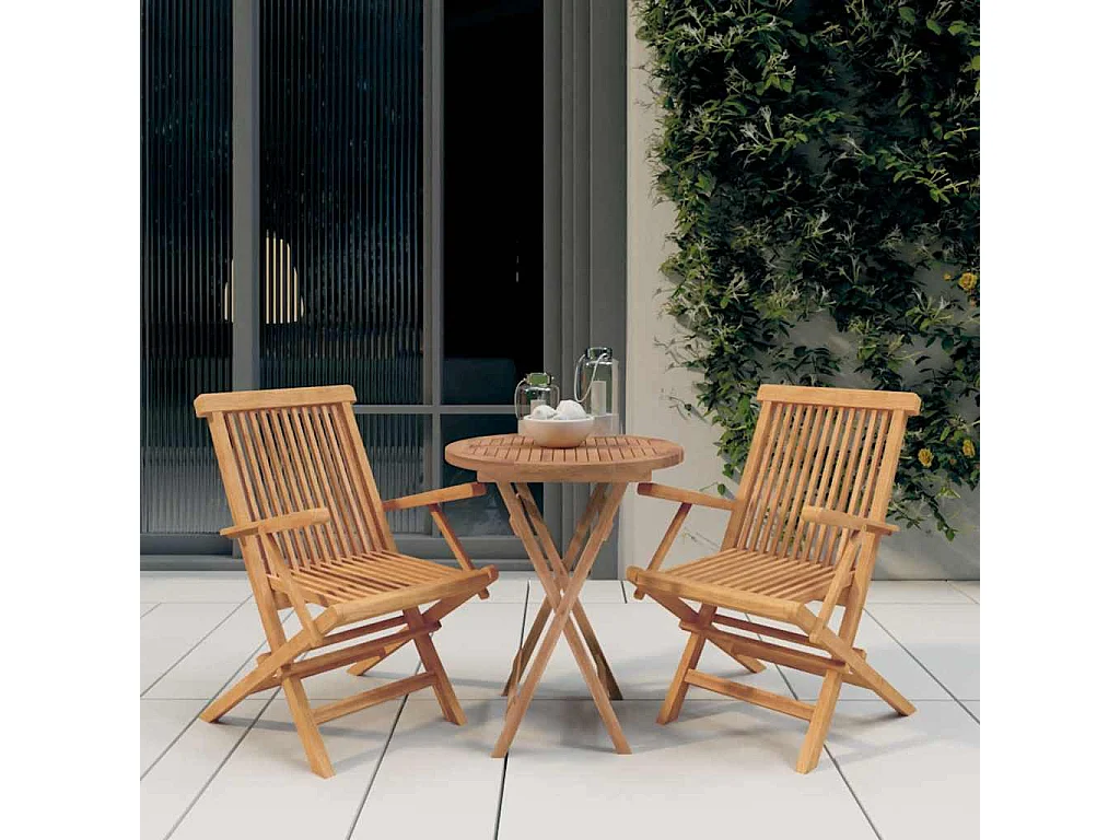 Ensemble à manger de jardin 3 pcs Bois de teck massif