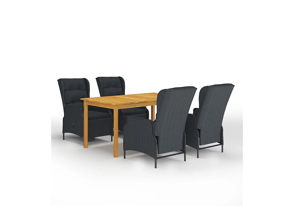 Ensemble à manger de jardin 5 pcs Gris foncé