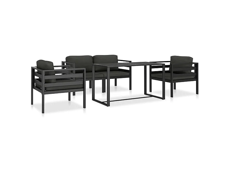 5-tlg. Garten-Sofagarnitur mit Kissen Aluminium Anthrazit