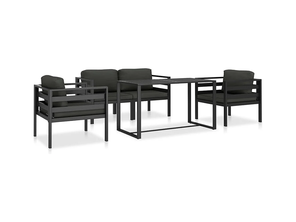 Ensemble de canapés 5 pcs avec coussins Aluminium Anthracite