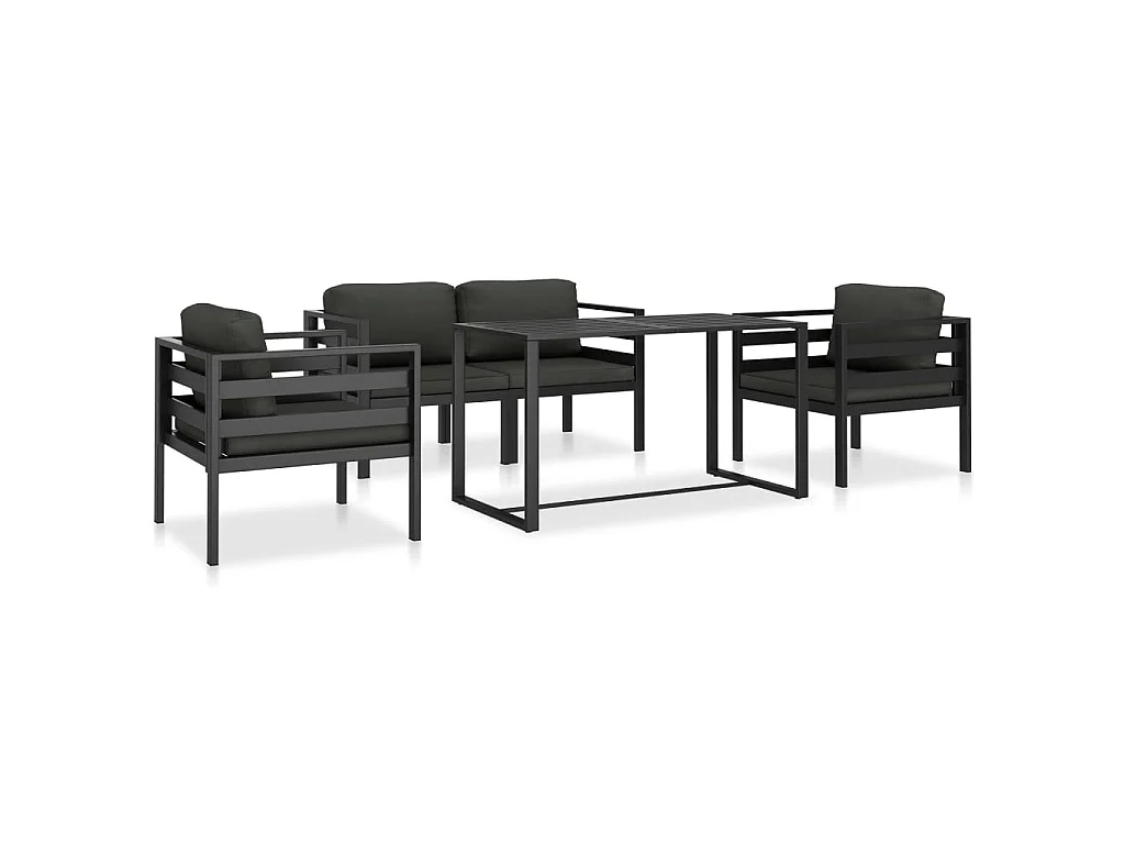5-delige Loungeset met kussens aluminium antraciet