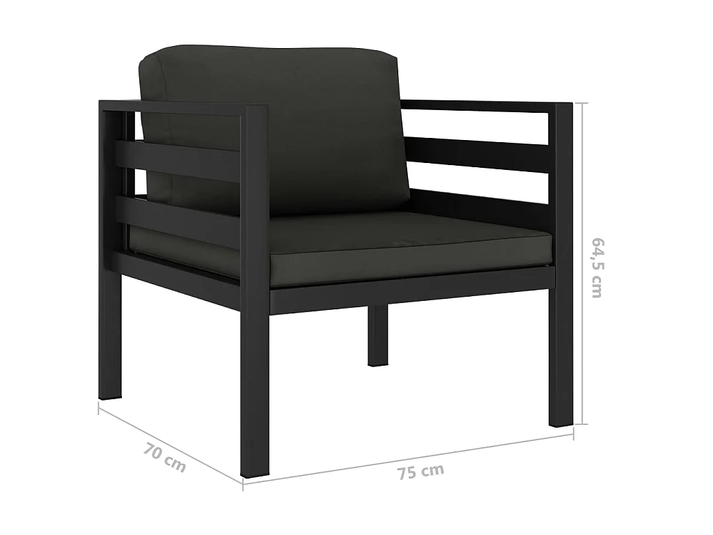 5-delige Loungeset met kussens aluminium antraciet