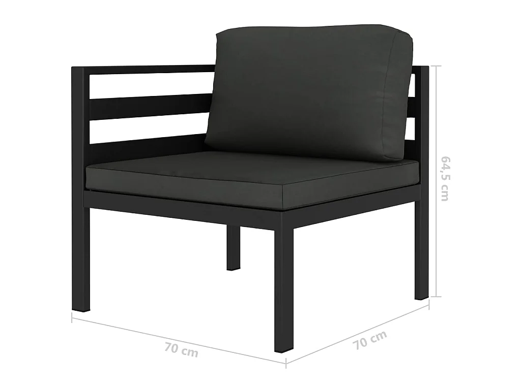 5-delige Loungeset met kussens aluminium antraciet