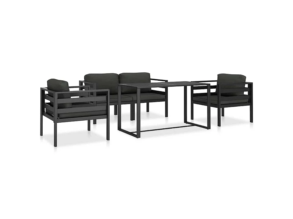 5-delige Loungeset met kussens aluminium antraciet