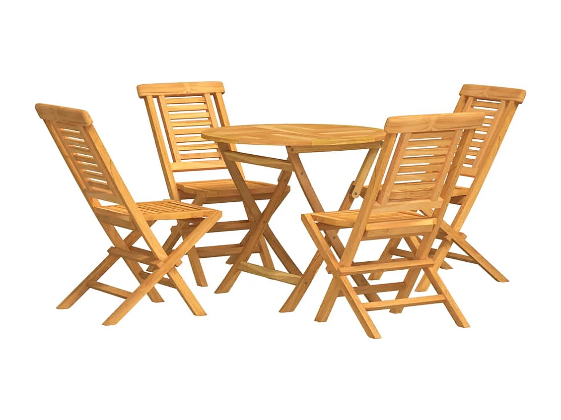 5 pcs conjunto de jantar p/ jardim madeira de teca maciça