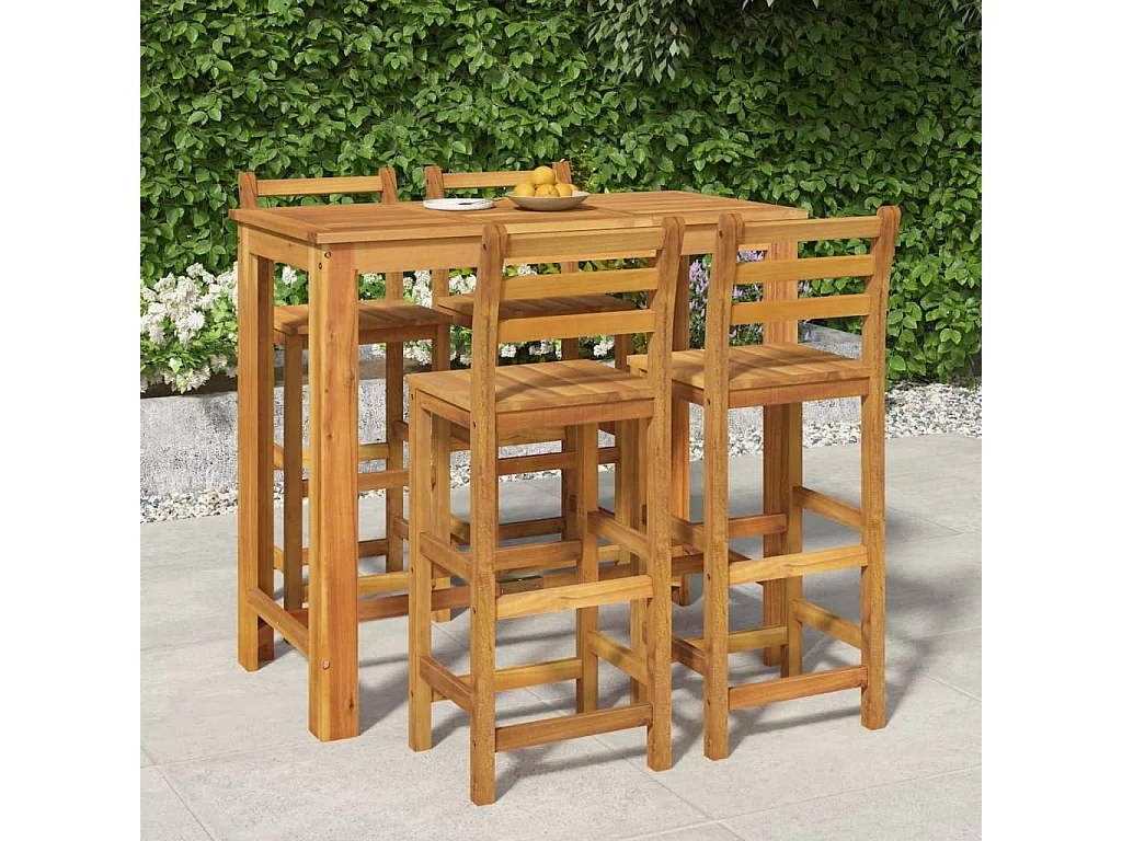 Set da Bar da Giardino 5 pz in Legno Massello di Acacia