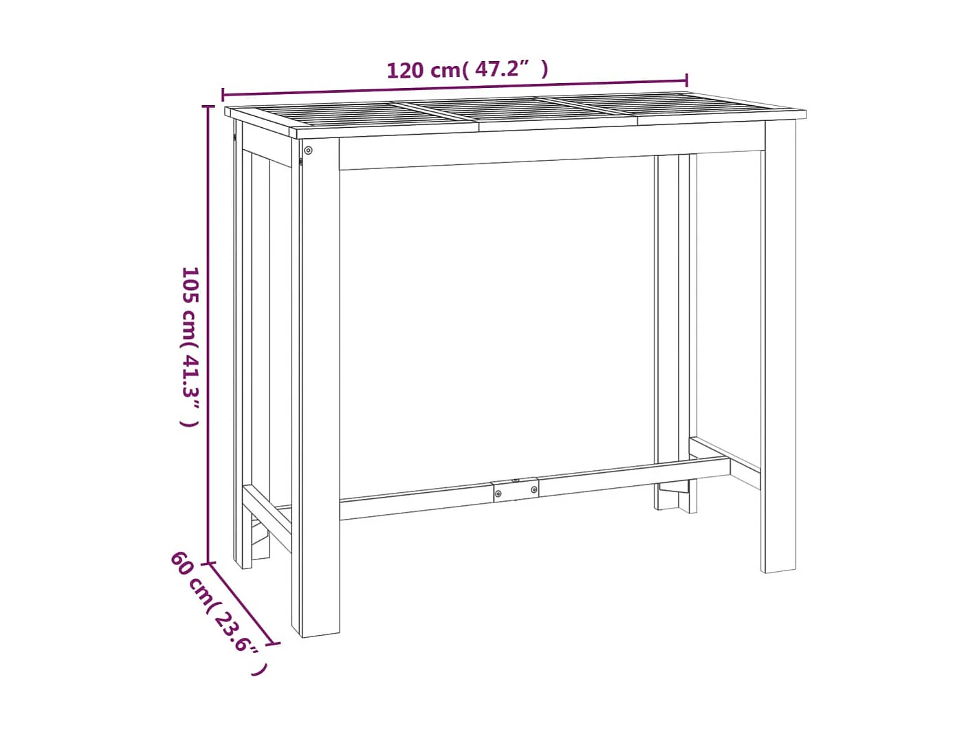 Set da Bar da Giardino 5 pz in Legno Massello di Acacia