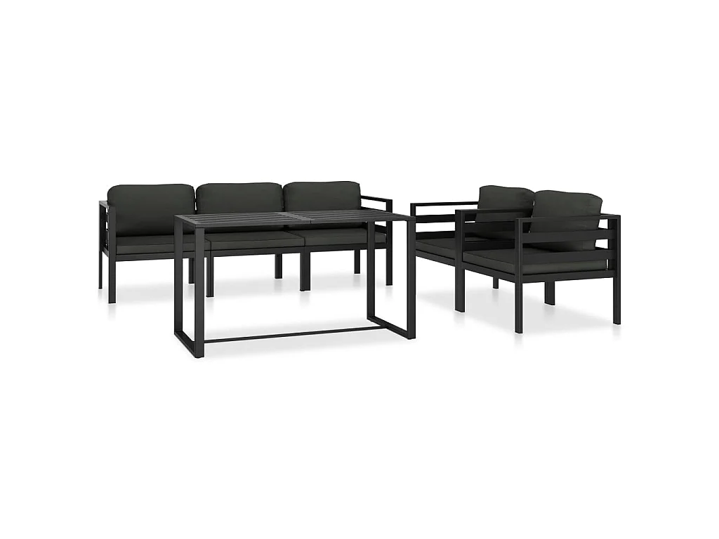 6 pcs conjunto lounge jardim com almofadões alumínio antracite