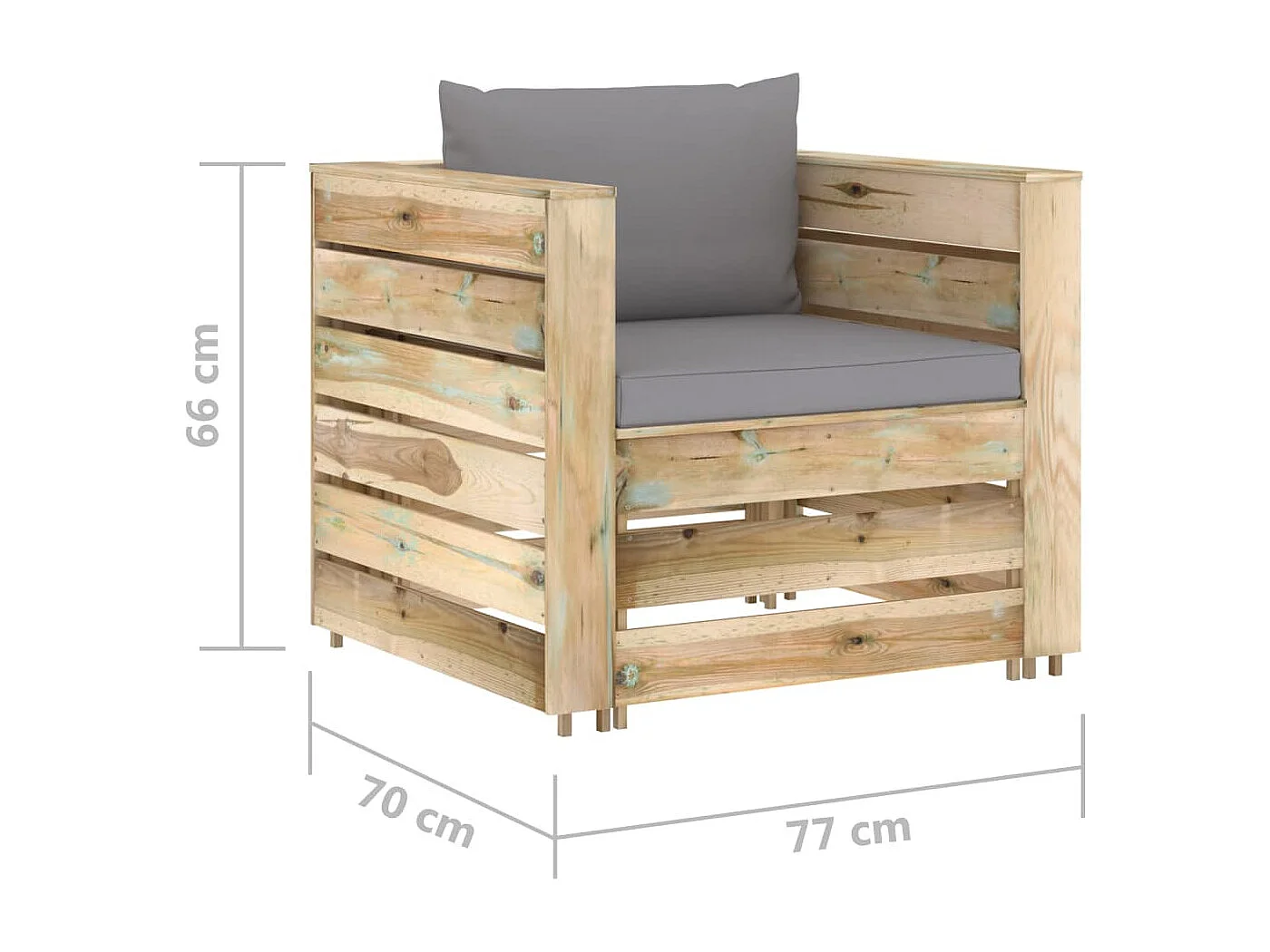 Salon de jardin 2 pcs avec coussins Bois imprégné de vert