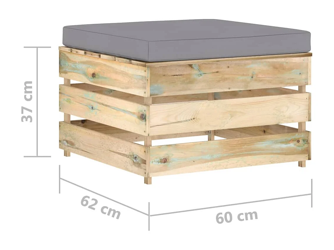 Salon de jardin 2 pcs avec coussins Bois imprégné de vert