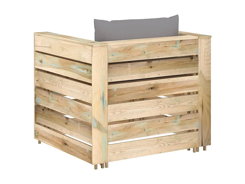 Salon de jardin 2 pcs avec coussins Bois imprégné de vert