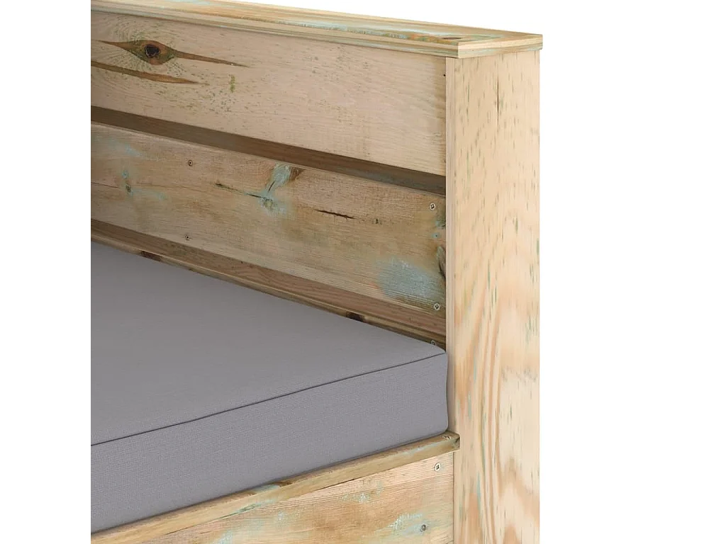 Salon de jardin 2 pcs avec coussins Bois imprégné de vert