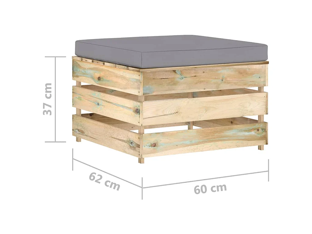 Salon de jardin 2 pcs avec coussins Bois imprégné de vert